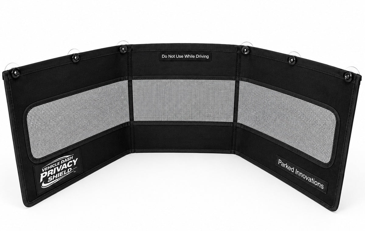 Full front interior view of the deployed Vehicle Dash Privacy Shield